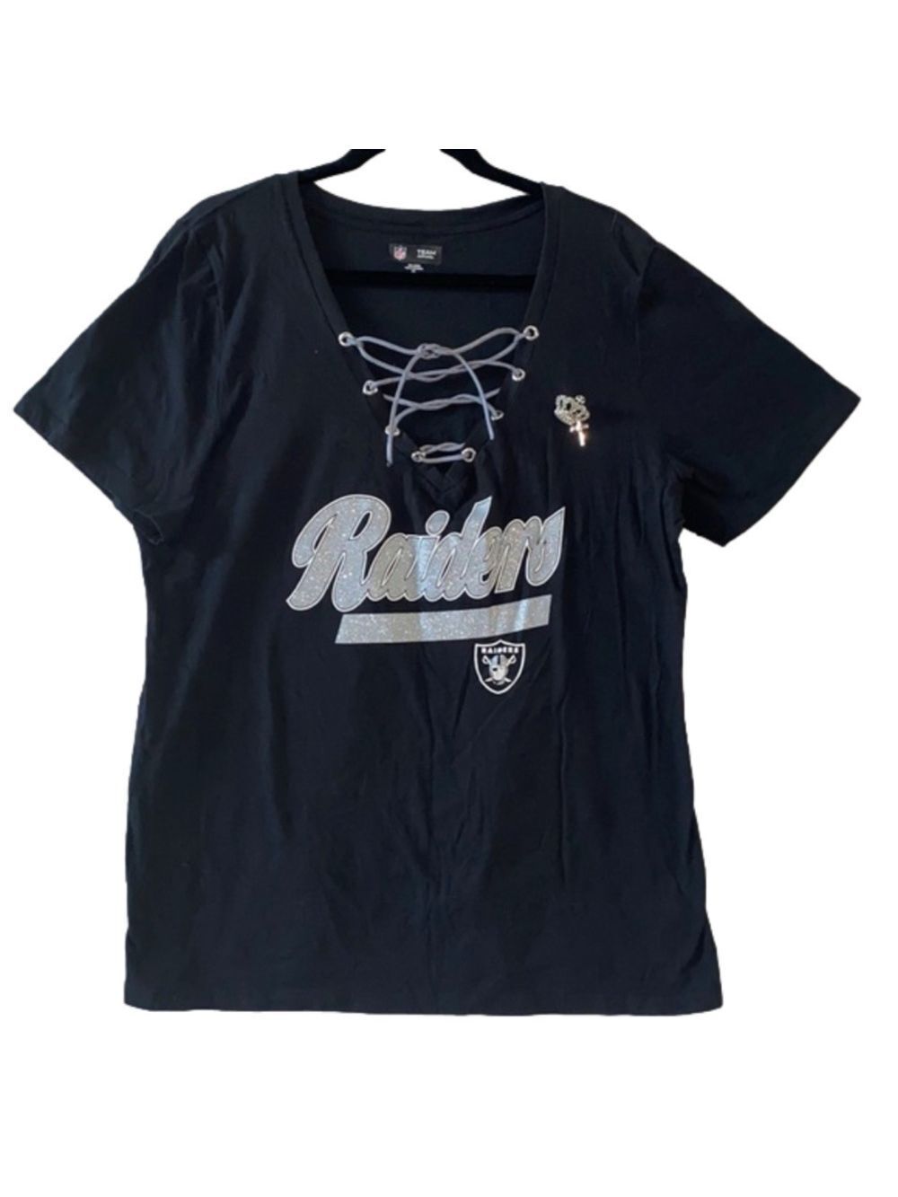 NFL Team Apparel Raiders Glitter Logo T-Shirt